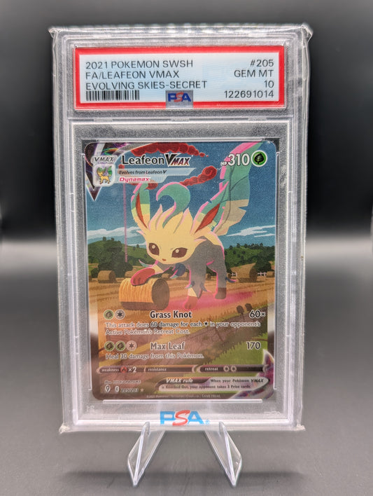 Leafeon VMAX 205/203 Evolving Skies – Secret Rare Alternate Art – PSA 10 Gem Mint Pokémon Card