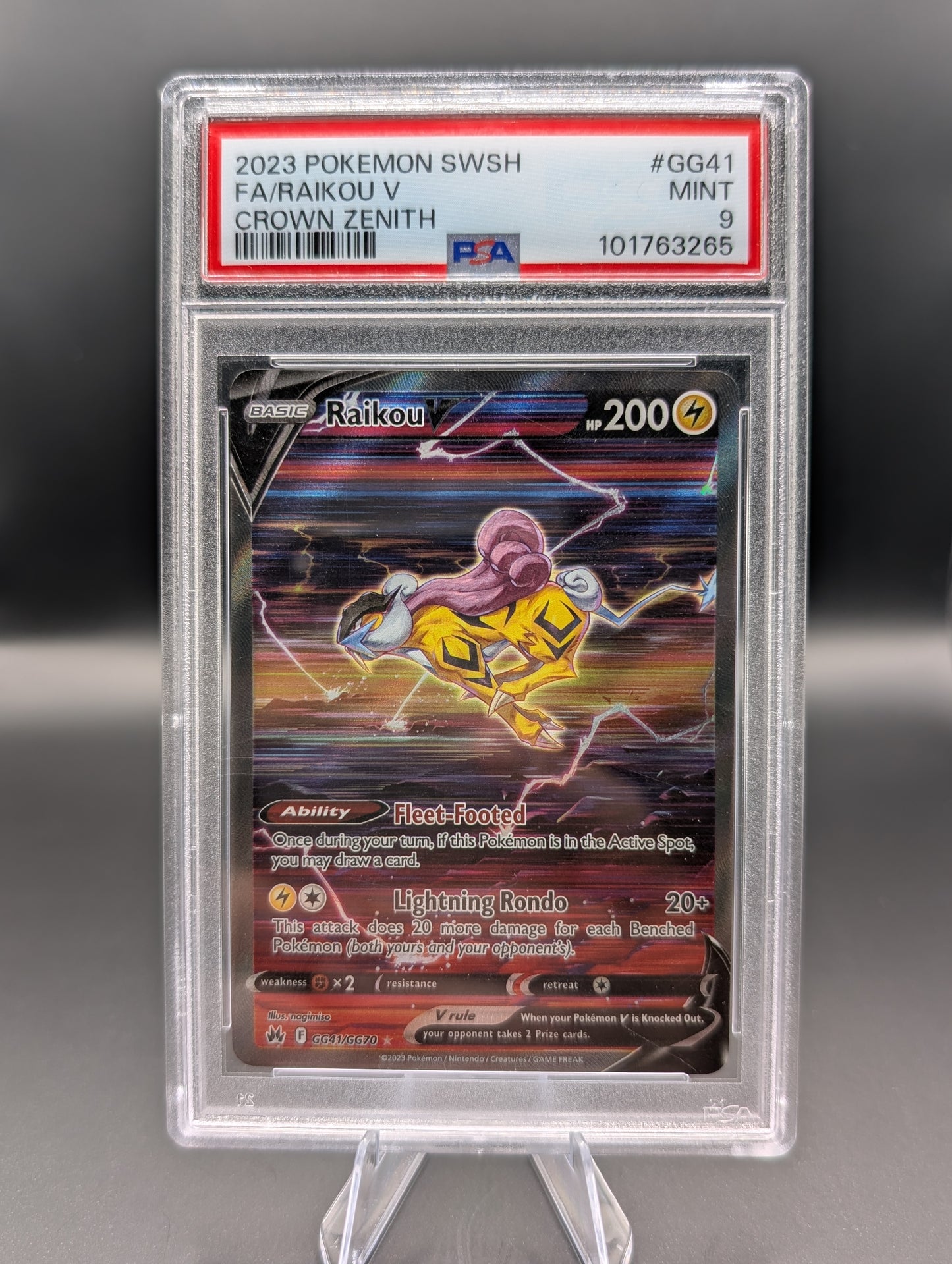 Raikou V – Crown Zenith Galarian Gallery GG41/70 – PSA 9 Mint