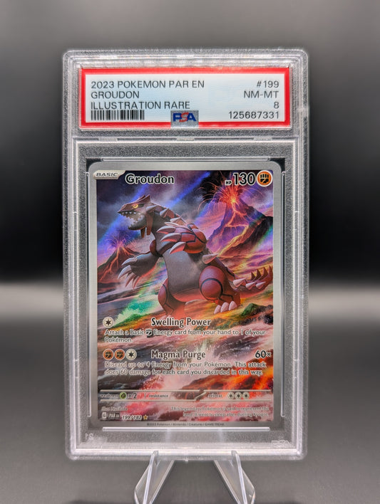 Groudon – Paradox Rift Illustration Rare #199/182 – PSA 8