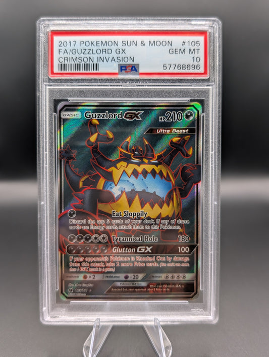 Guzzlord GX – Sun & Moon Crimson Invasion #105/111 – PSA 10 Gem Mint